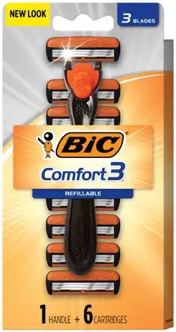 IGA BIC Comfort 3 Refillable Razor 1 Handle + 6 Cartridges offer