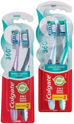 IGA Colgate 360° Toothbrush 2 Pack or Max Sonic Medium 1 Pack Selected Varieties offer