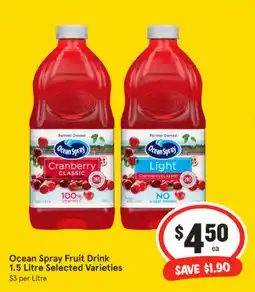 IGA Ocean Spray Fruit Drink offer