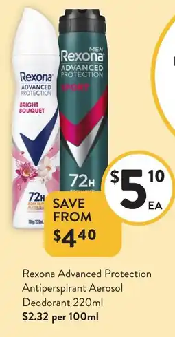 Foodworks Rexona Advanced Protection Antiperspirant Aerosol Deodorant offer