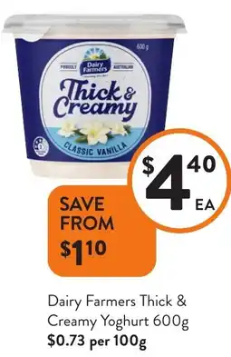 Foodworks Dairy Farmers Thick & Creamy Yoghurt offer