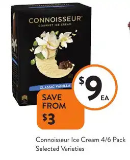 Foodworks Connoisseur Ice Cream 4/6 Pack Selected Varieties offer