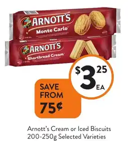 Foodworks Arnott's Cream or Iced Biscuits Selected Varieties offer