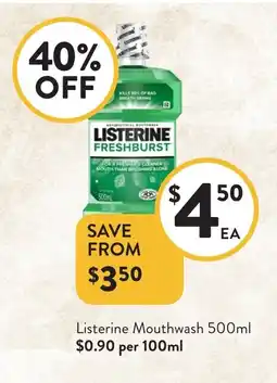 Foodworks Listerine Mouthwash offer