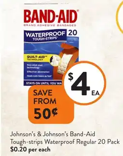 Foodworks Johnson's & Johnson's Band-Aid Tough-strips Waterproof Regular 20 Pack offer
