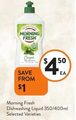 Foodworks Morning Fresh Dishwashing Liquid Selected Varieties offer