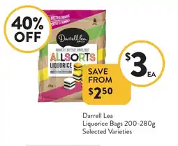 Foodworks Darrell Lea Liquorice Bags Selected Varieties offer