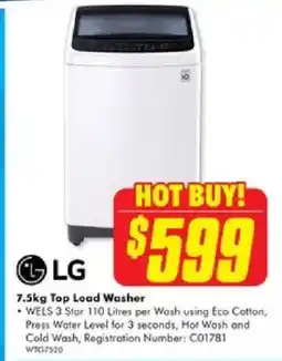 The Good Guys LG 7.5kg Top Load Washer offer