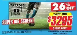The Good Guys SONY 85" BRAVIA 5 4K Mini-LED TV 2025 K85X850 offer