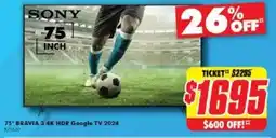 The Good Guys SONY 75" BRAVIA 3 4K HDR Google TV 2024 offer