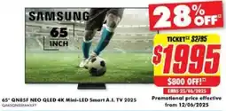 The Good Guys SAMSUNG 65* QN85F NEO QLED 4K Mini-LED Smart A.I. TV 2025 offer