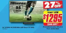 The Good Guys Hisense 55* U7QAU 4K ULED Mini-LED Smart TV 2025 offer