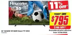The Good Guys Hisense 55* Q6QAU 4K QLED Smart TV 2025 offer
