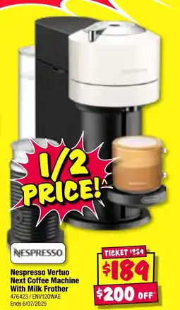 JB Hi-Fi Nespresso Vertuo Next Coffee Machine With Milk Frother offer