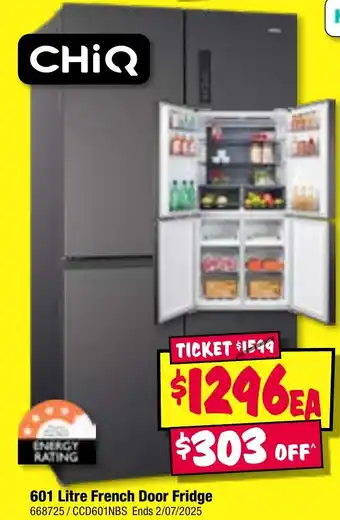 JB Hi-Fi CHIQ 601 Litre French Door Fridge offer