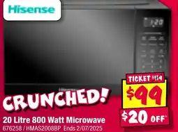 JB Hi-Fi Hisense 20 Litre 800 Watt Microwave offer