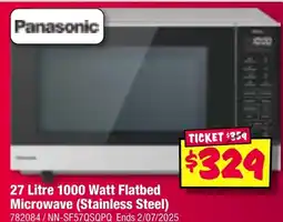 JB Hi-Fi Panasonic 27 Litre 1000 Watt Flatbed Microwave (Stainless Steel) offer