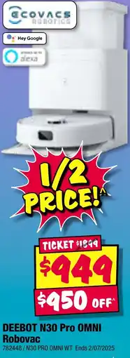 JB Hi-Fi DEEBOT N30 Pro OMNI Robovac offer