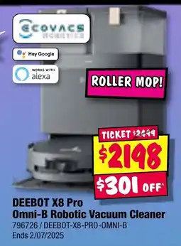 JB Hi-Fi DEEBOT X8 Pro Omni-B Robotic Vacuum Cleaner offer
