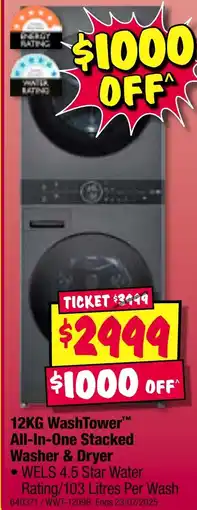 JB Hi-Fi 12KG WashTower™ All-In-One Stacked Washer & Dryer offer