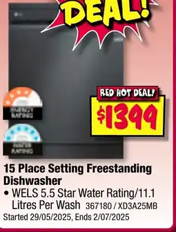 JB Hi-Fi 15 Place Setting Freestanding Dishwasher offer