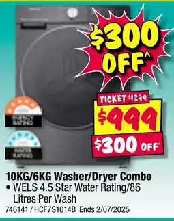 JB Hi-Fi 10KG/6KG Washer/Dryer Combo offer