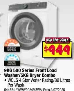 JB Hi-Fi 9KG 500 Series Front Load Washer/5KG Dryer Combo offer