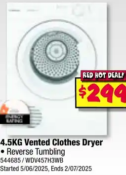 JB Hi-Fi 4.5KG Vented Clothes Dryer offer