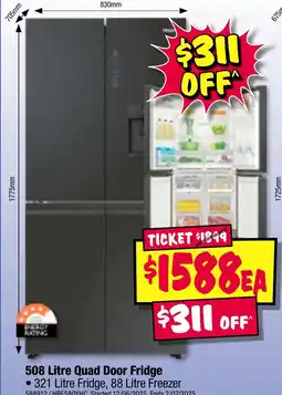 JB Hi-Fi 508 Litre Quad Door Fridge offer