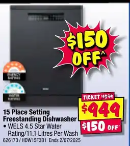 JB Hi-Fi 15 Place Setting Freestanding Dishwasher offer