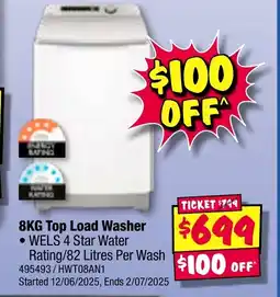 JB Hi-Fi 8KG Top Load Washer offer