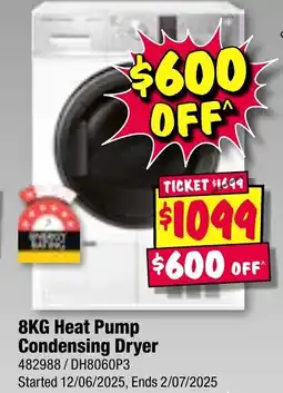 JB Hi-Fi 8KG Heat Pump Condensing Dryer offer