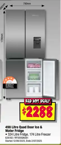 JB Hi-Fi 498 Litre Quad Door Ice & Water Fridge offer