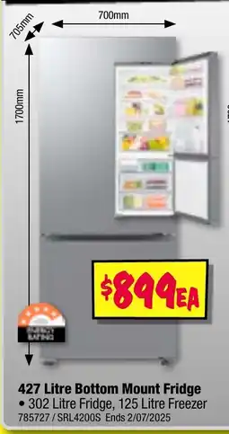 JB Hi-Fi 427 Litre Bottom Mount Fridge offer
