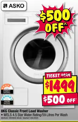 JB Hi-Fi ASKO 8KG Classic Front Load Washer offer