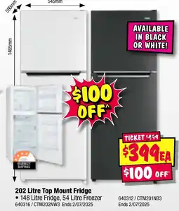 JB Hi-Fi 202 Litre Top Mount Fridge offer