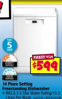 JB Hi-Fi 14 Place Setting Freestanding Dishwasher offer