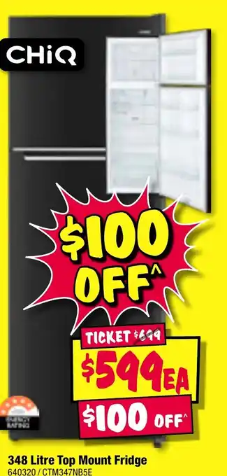 JB Hi-Fi CHIQ 348 Litre Top Mount Fridge offer