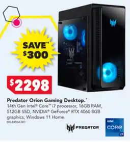 Harvey Norman Predator Orion Gaming Deskto offer
