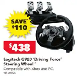 Harvey Norman Logitech G920 'Driving Force' Steering Wheel offer