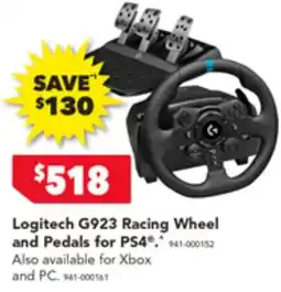 Harvey Norman Logitech G923 Racing Wheel and Pedals for PS4 offer