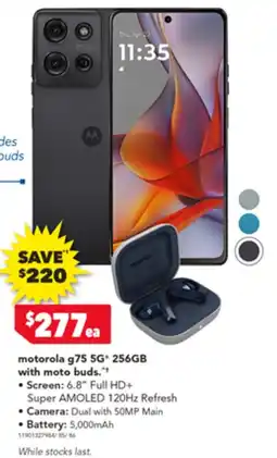 Harvey Norman motorola g75 5G* 256GB with moto buds offer