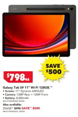 Harvey Norman Galaxy Tab S9 11" Wi-Fi 128GB offer