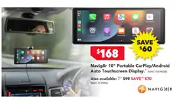 Harvey Norman Navig8r 10" Portable CarPlay/Android Auto Touchscreen Display offer