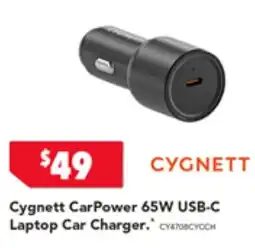 Harvey Norman Cygnett CarPower 65W USB-C Laptop Car Charger offer