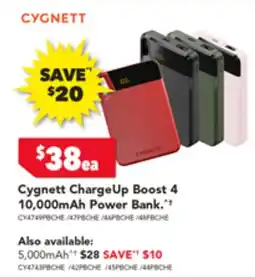 Harvey Norman Cygnett Charge Up Boost 4 10,000mAh Power Bank."+ offer