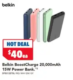 Harvey Norman Belkin BoostCharge 20,000mAh 15W Power Bank."+ offer