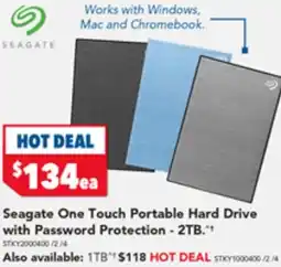 Harvey Norman Seagate One Touch Portable Hard Drive with Password Protection - 2TB offer