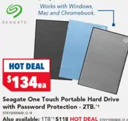Harvey Norman Seagate One Touch Portable Hard Drive with Password Protection - 1TB offer