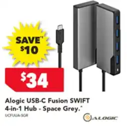 Harvey Norman Alogic USB-C Fusion SWIFT 4-in-1 Hub - Space Grey offer